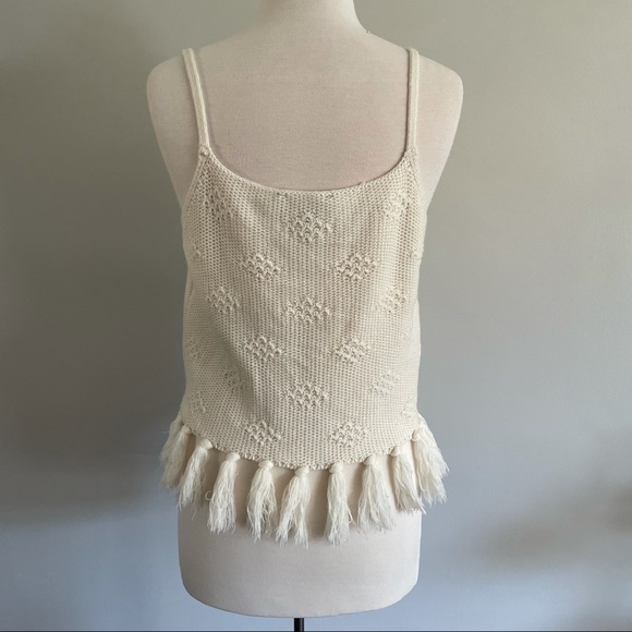 Del Mar Cream Tasseled Knit Sweater Tank Top - Picture 5 of 9